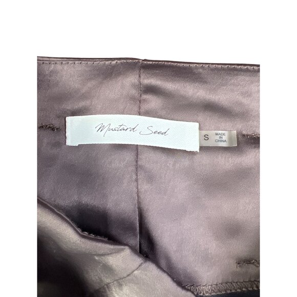 Womens Mustard Seed S Brown Satin High-Waisted Tie Front Pants - Picture 3 of 11